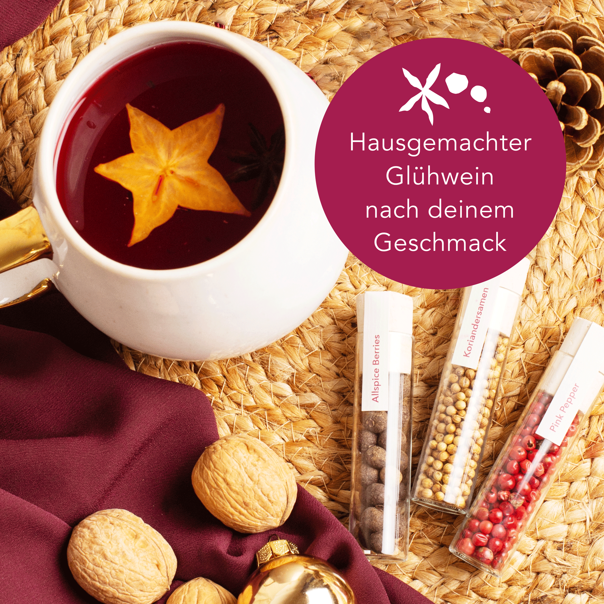 Craftly DIY Glühwein-Set | Gewürzmischung für gemütliche Herbst- und Winterabende – Perfekt für warmen Genuss