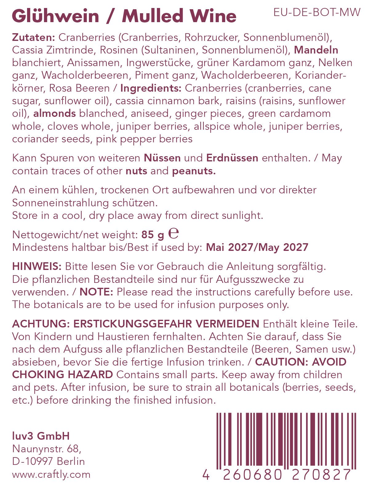Craftly DIY Glühwein - Set | Gewürzmischung für gemütliche Herbst - und Winterabende – Perfekt für warmen Genuss - Craftly EU
