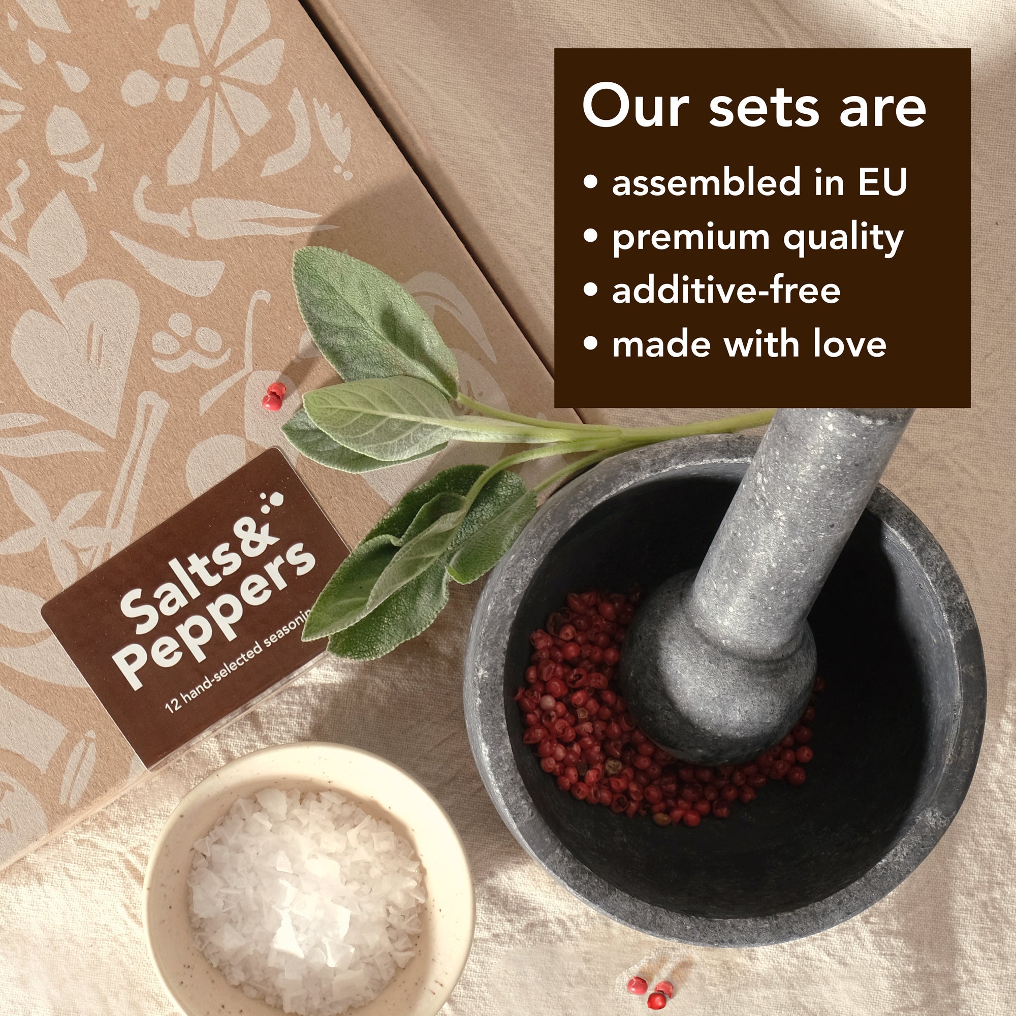 Craftly Salt & Pepper Gift Box | Premium Spice Set for Foodies and Home Cooks | 6 Salts & 6 Peppers for Cooking and Grilling - Craftly EU