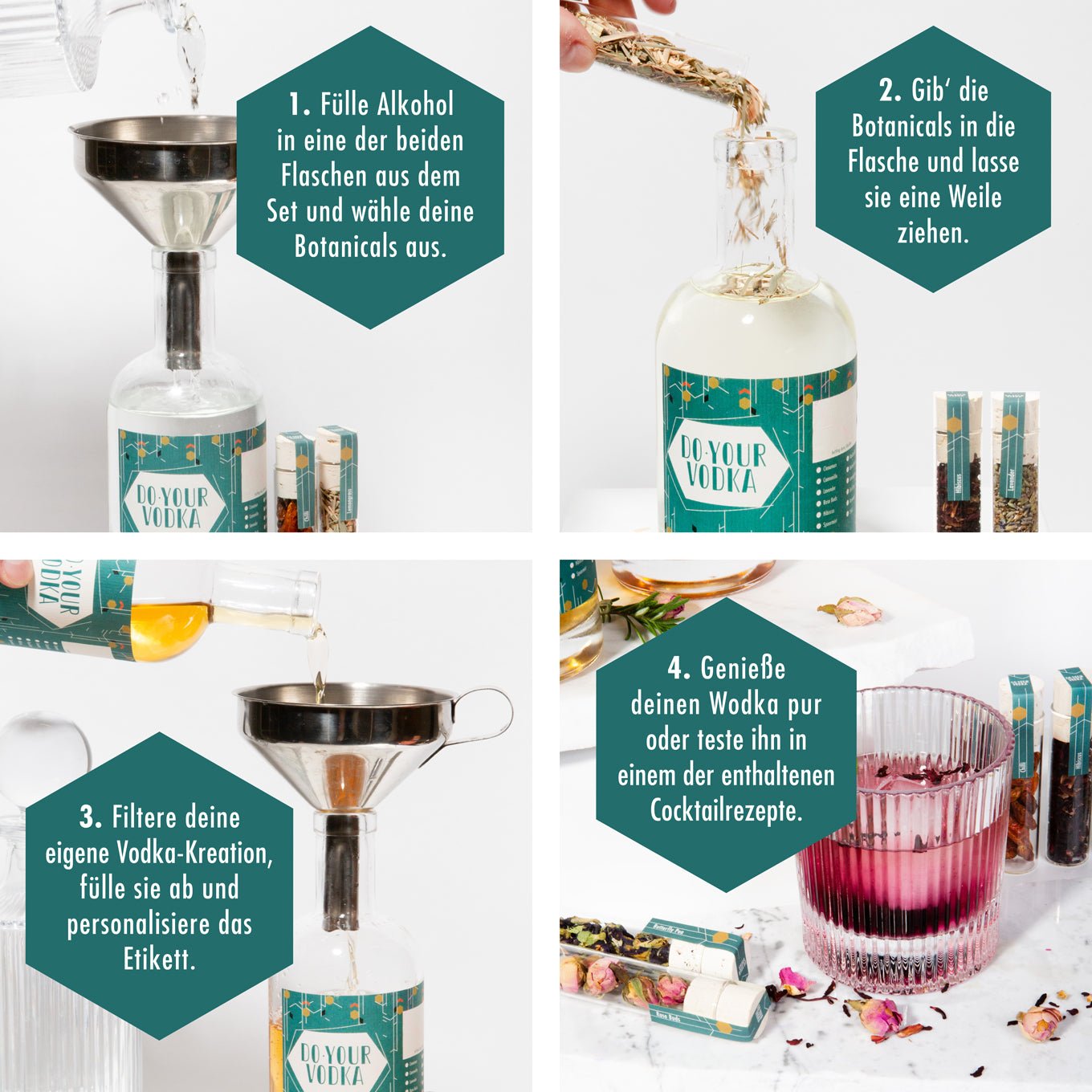 DO YOUR VODKA - DIY - Wodka - Infusionsset: Kreieren Sie einzigartige Cocktails mit 12 Botanicals und Zubehör - Craftly EU