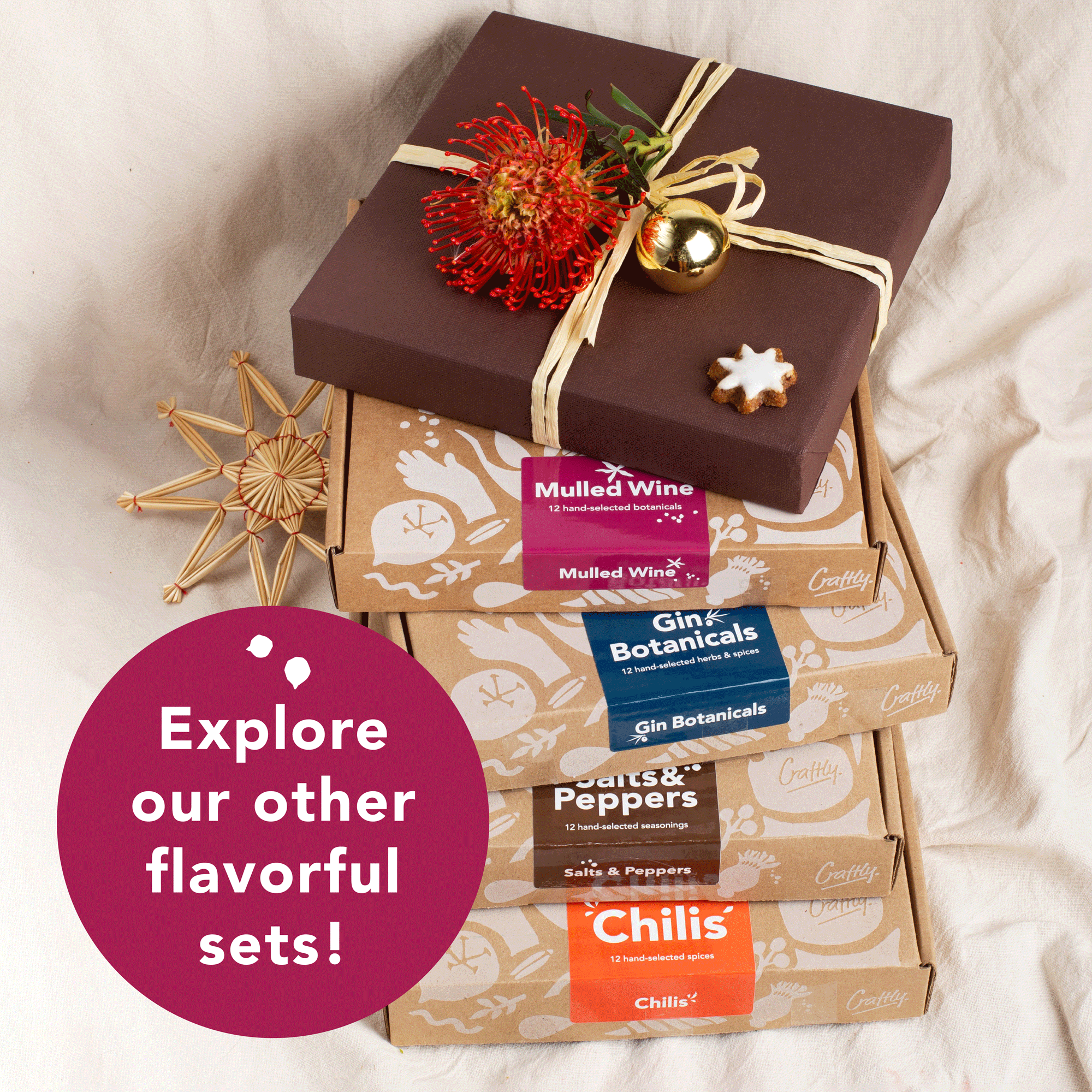 Craftly Mulled Wine Kit | Seasonal Spiced Wine Mix for Warm or Chilled Cocktails | Spice Gift Set for men, women