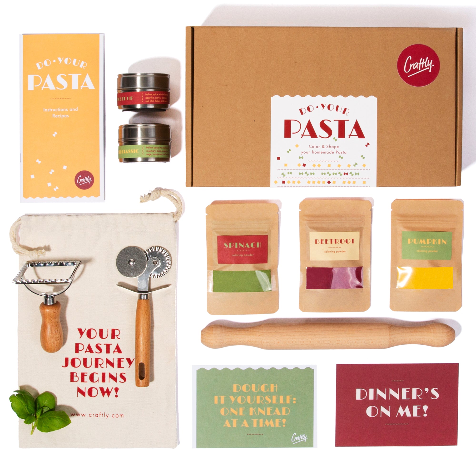 Craftly's Homemade Pasta Kit - Make your own delicious &amp; colorful pasta with our DIY cooking kit